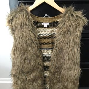 Faux Fur Vest Cardigan